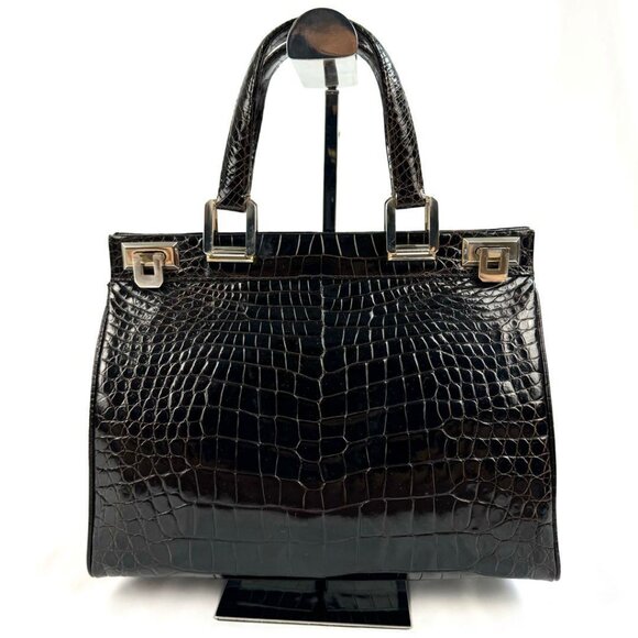 GUCCI VINTAGE CROCODILE HANDBAG - Picture 2 of 9